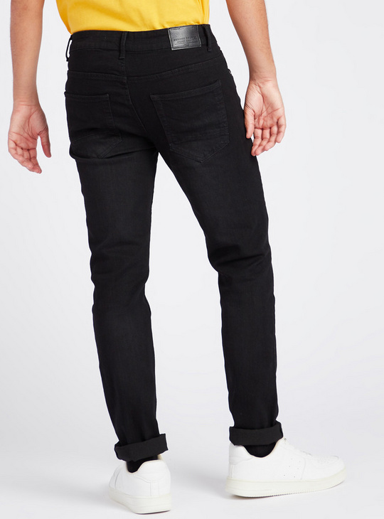 Skinny Fit Full Length Mid-Rise Jeans with 5-Pockets