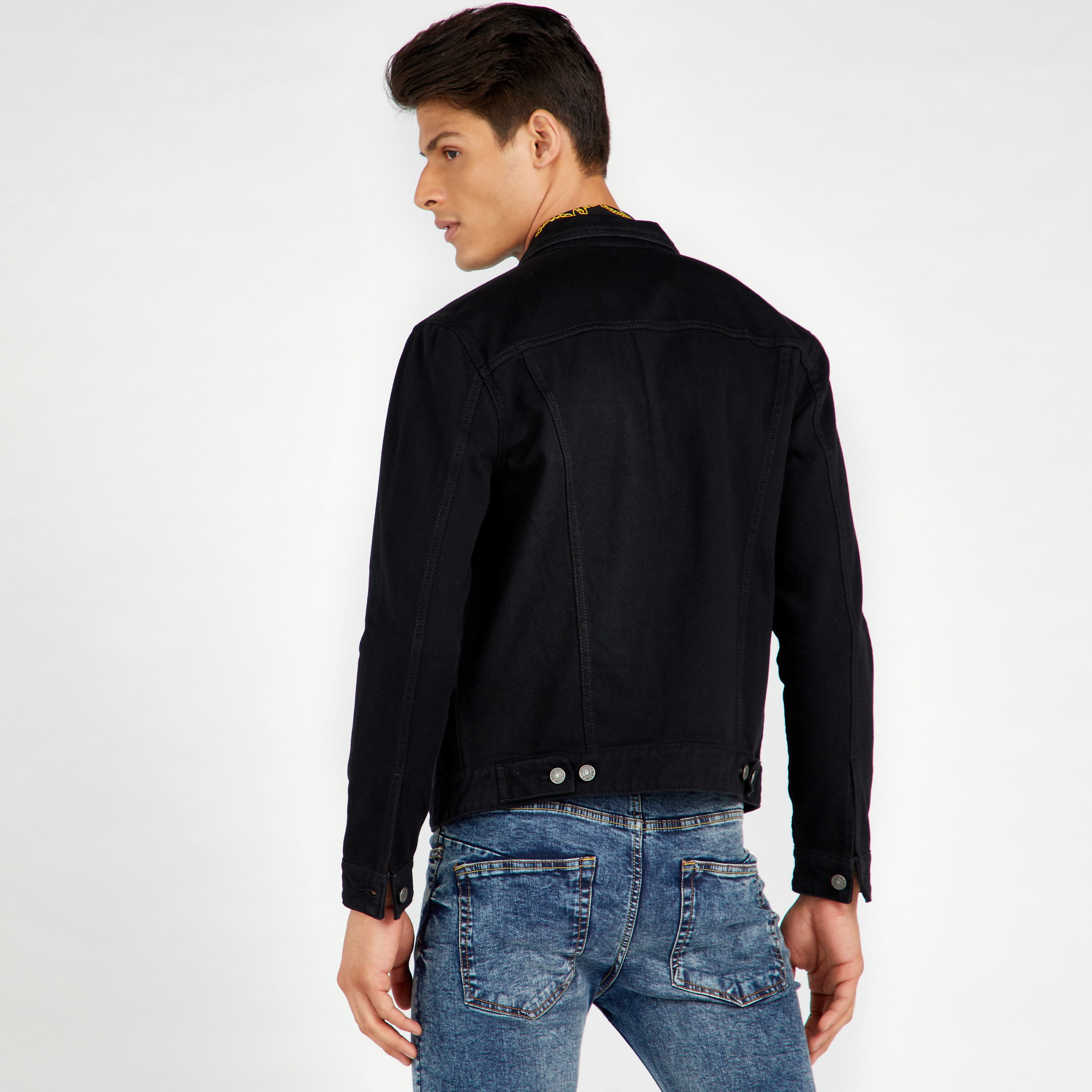 Full sleeve solid men's best sale denim jacket