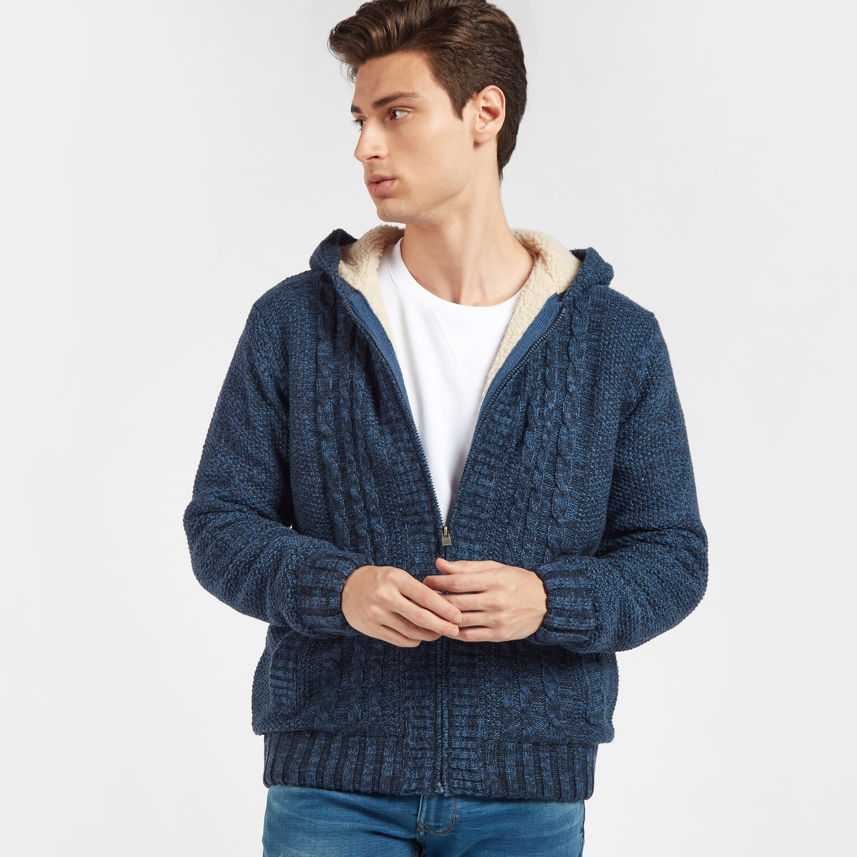 Hooded cheap neck sweater