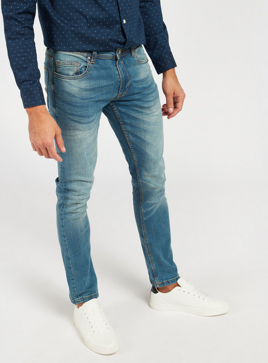 Slim-Fit Solid Jeans with Pockets