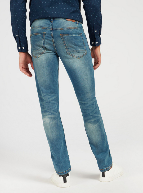 Slim-Fit Solid Jeans with Pockets