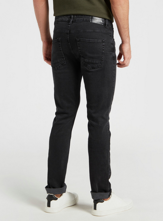 Full Length Jeans with Pocket Detail and Button Closure