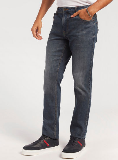 Full Length Jeans with Pockets and Zip Closure