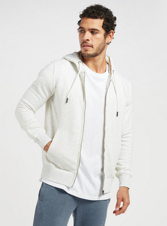 Solid Anti-Pilling Hoodie with Zip Closure and Pockets
