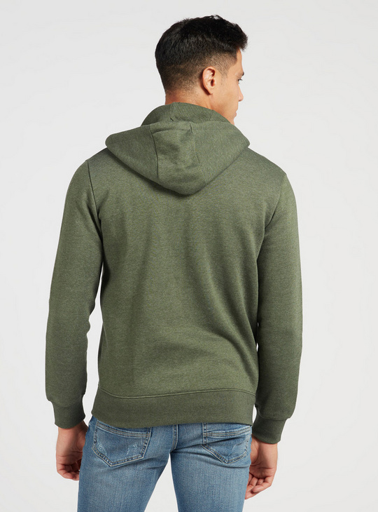 Solid Anti-Pilling Hoodie with Long Sleeves and Zip Closure