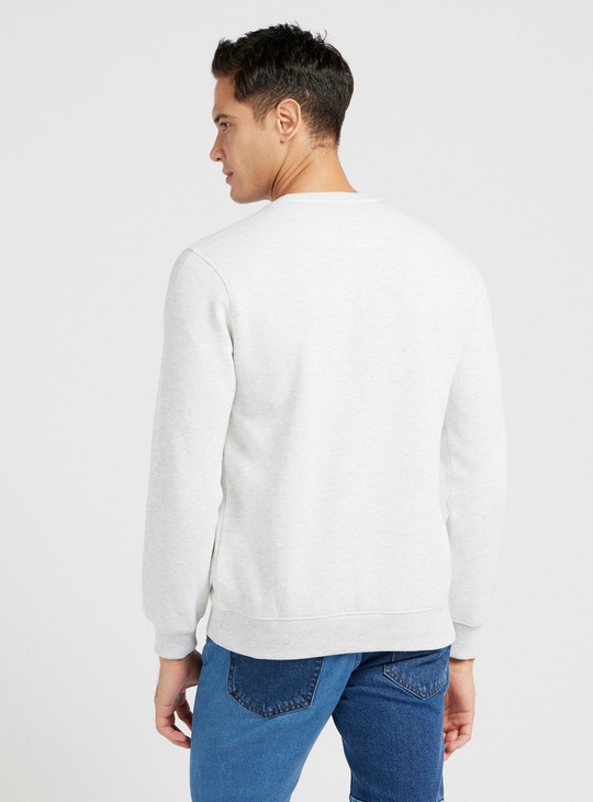 Solid Anti-Pilling Sweatshirt with Round Neck and Long Sleeves
