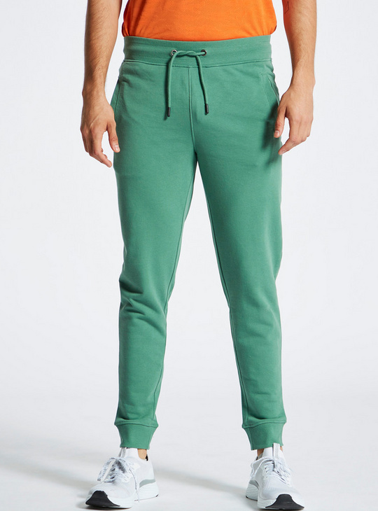 Solid Mid-Rise Jogger with Drawstring Closure and Pockets
