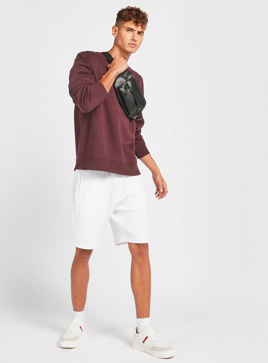 Solid Anti-Pilling Sweatshirt with Round Neck and Long Sleeves
