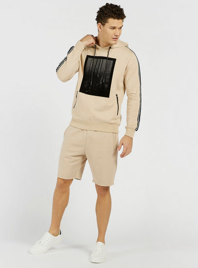 Typographic Print Hooded Sweatshirt with Long Sleeves and Pockets-Hoodies & Sweatshirts-image-1