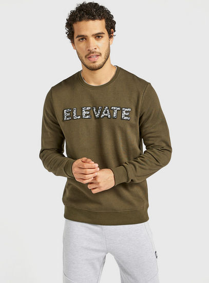 Typographic Print Sweatshirt with Round Neck and Long Sleeves-Hoodies & Sweatshirts-image-0