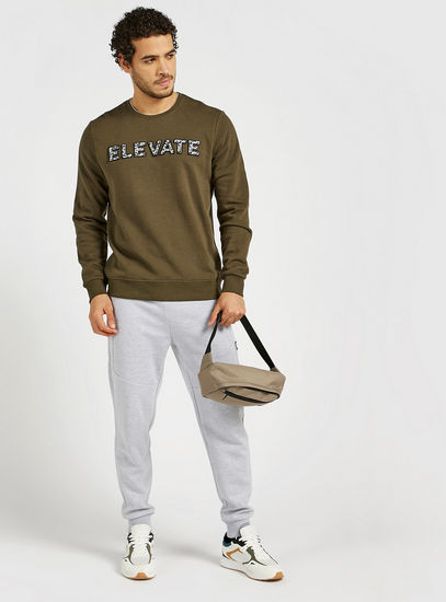 Typographic Print Sweatshirt with Round Neck and Long Sleeves-Hoodies & Sweatshirts-image-1