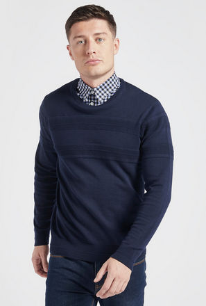 Textured Sweater with Mocked Shirt and Long Sleeves