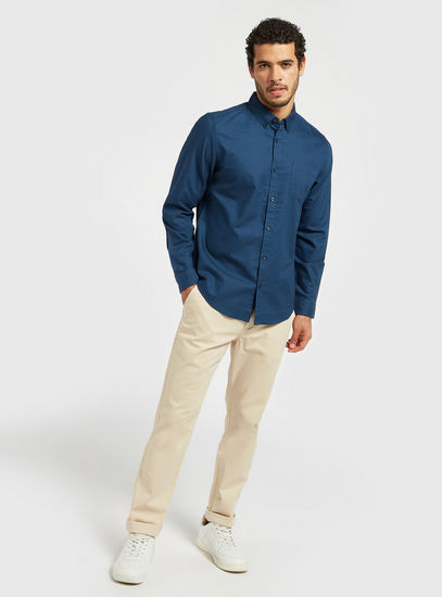 Slim Fit Solid Mid-Rise Chinos