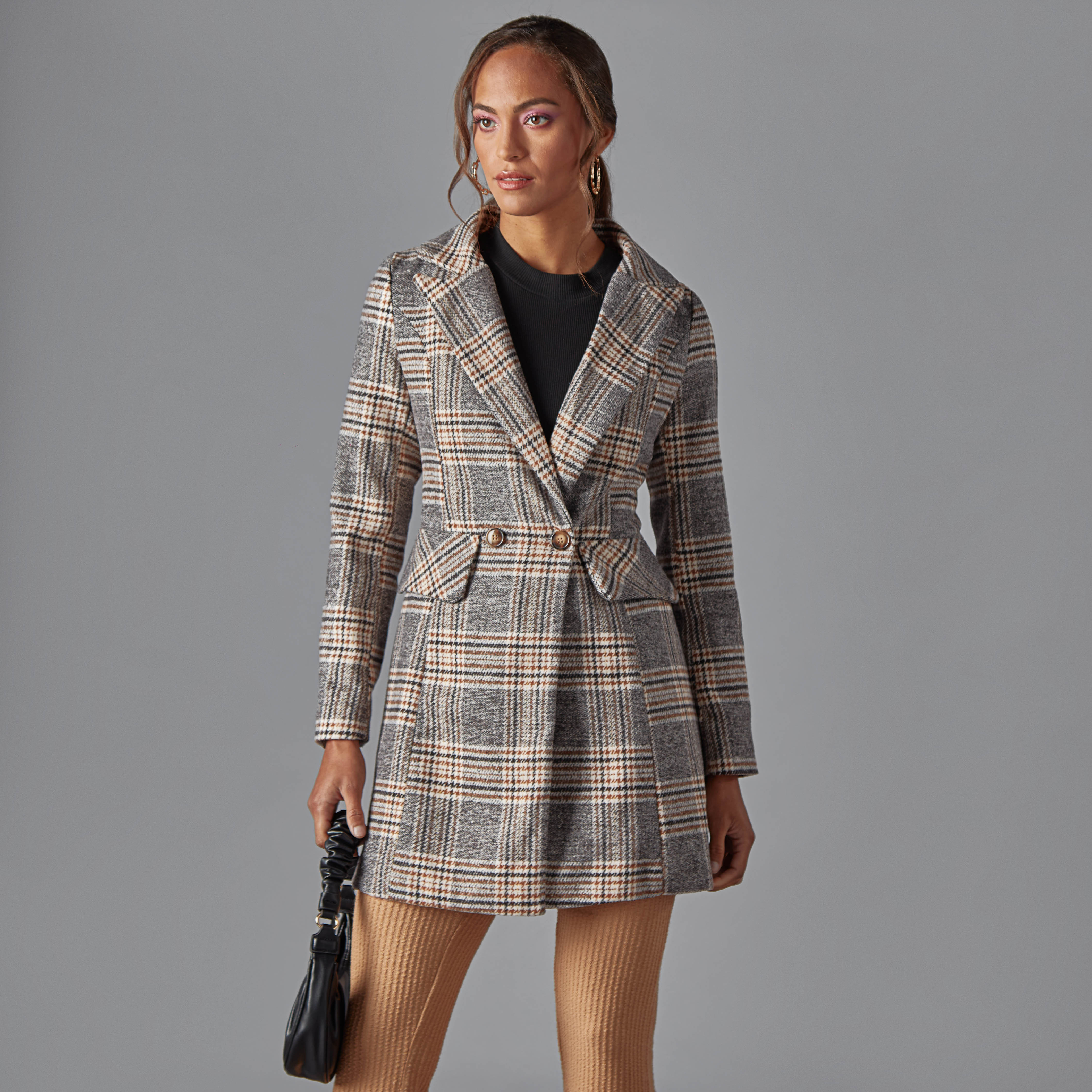 Long chequered coat Clearance