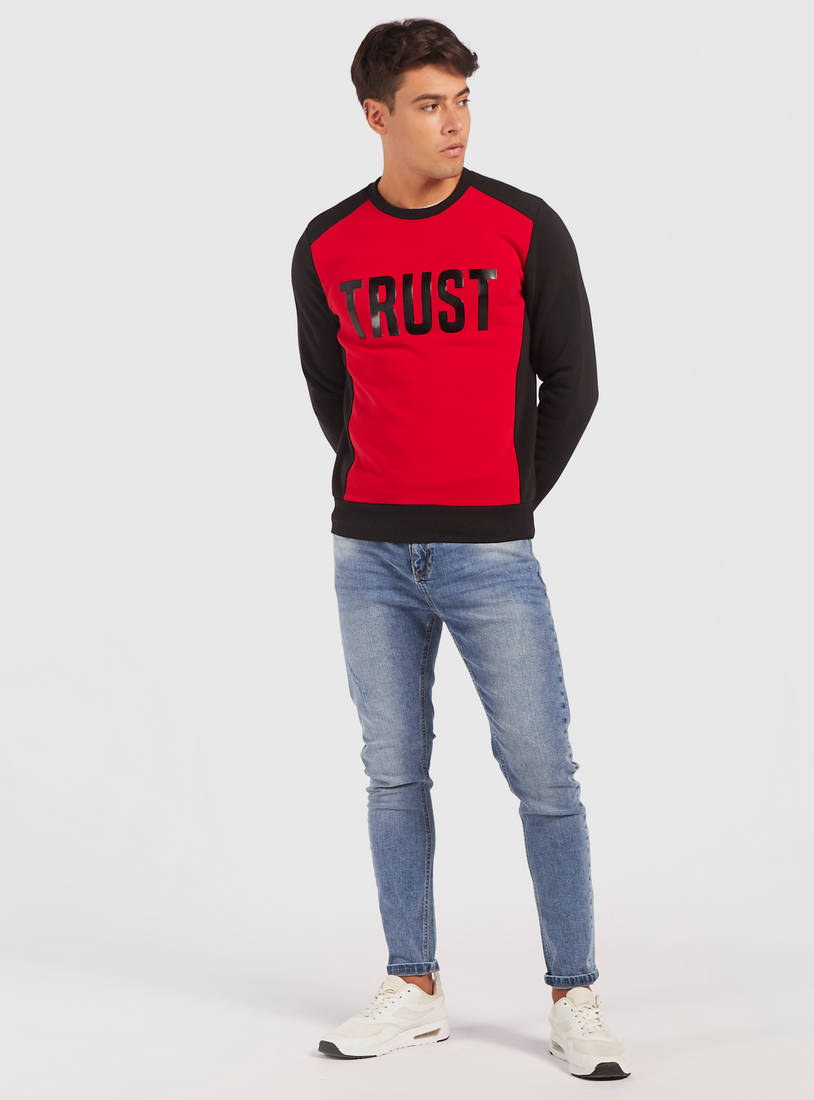 Shop Typographic Print Sweatshirt with Round Neck and Long Sleeves Online | Max UAE