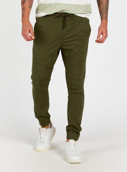 Solid Joggers with Pockets and Drawstring Closure