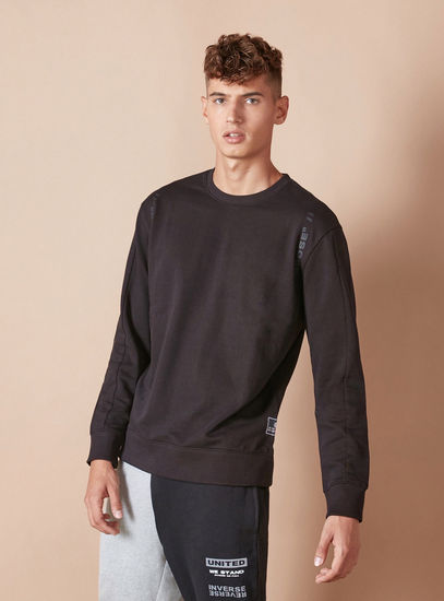 Text Print Oversized Sweatshirt with Long Sleeves