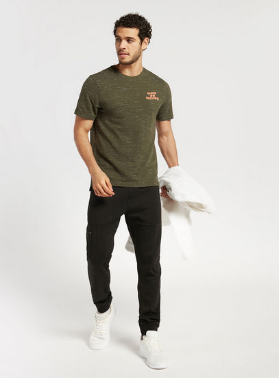 Injected Print Slim Fit T-shirt with Round Neck and Short Sleeves