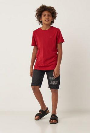 Solid T-shirt with Short Sleeves and Round Neck