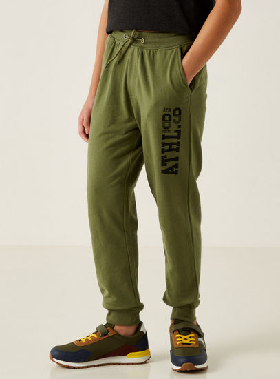 Typographic Print Anti-Pilling Joggers with Pockets