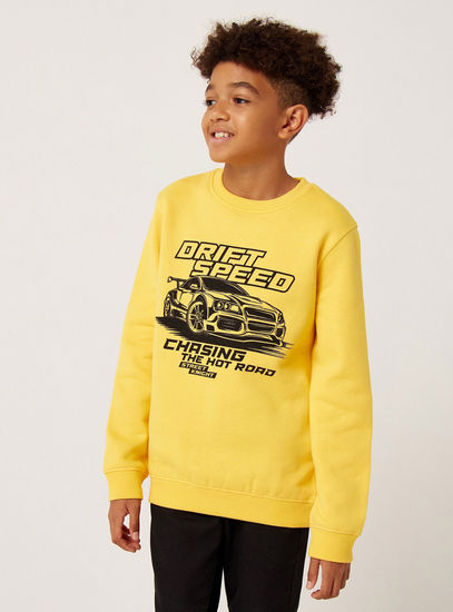 Graphic Printed Sweatshirt with Long Sleeves and Crew Neck
