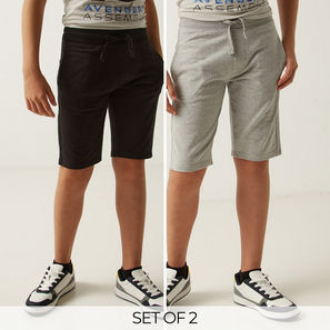 Set of 2 - Solid Anti-Pilling Shorts with Drawstring Closure and Pockets