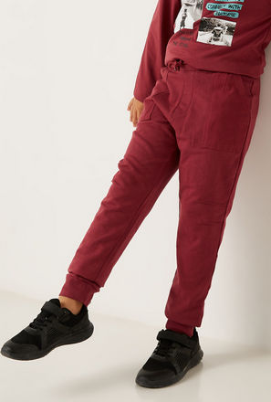 Solid Joggers with Drawstring Closure and Pockets
