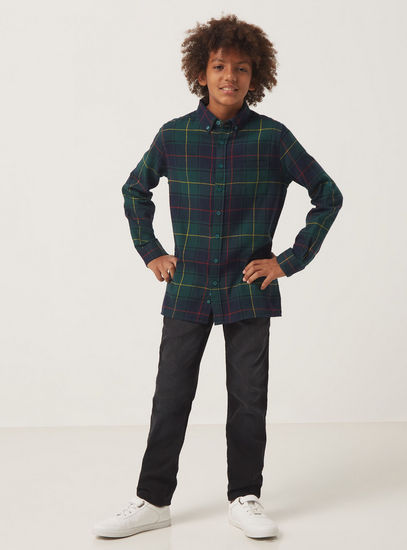 Checked Flannel BCI Cotton Shirt with Long Sleeves and Pocket