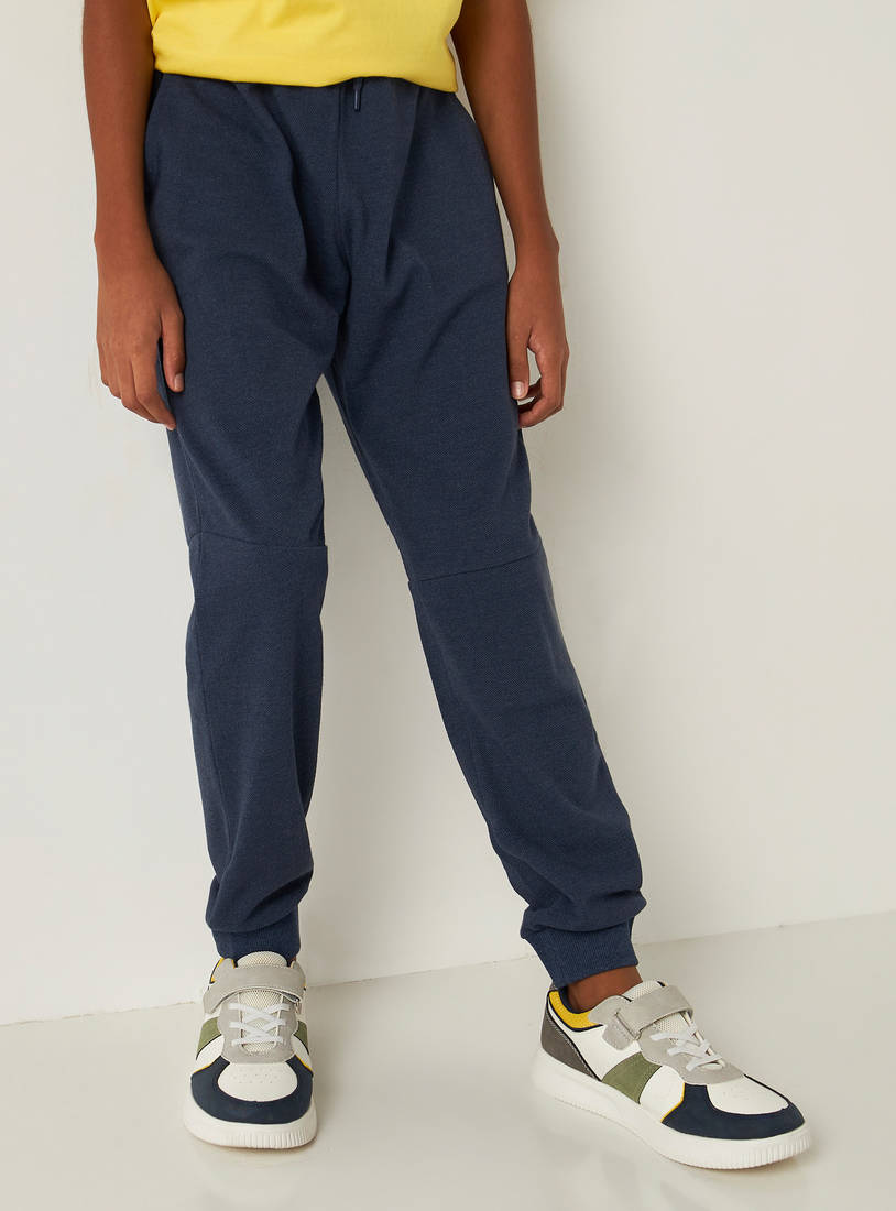Plain Mid-Rise Jog Pants with Drawstring Closure and Pockets-Joggers-image-1