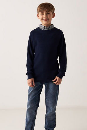 Textured Sweater with Long Sleeves