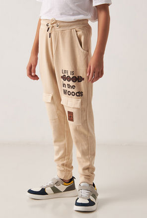 Typographic Print Jogger with Drawstring Closure and Pockets