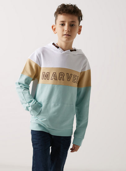 Marvel Colourblock Sweatshirt with Hood and Long Sleeves