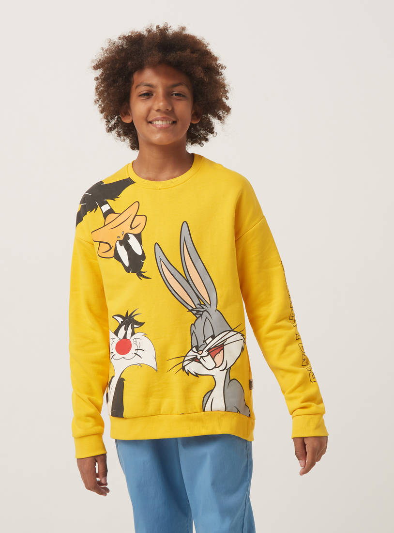 Looney Tunes Print Sweatshirt with Round Neck and Long Sleeves-Hoodies & Sweatshirts-image-0
