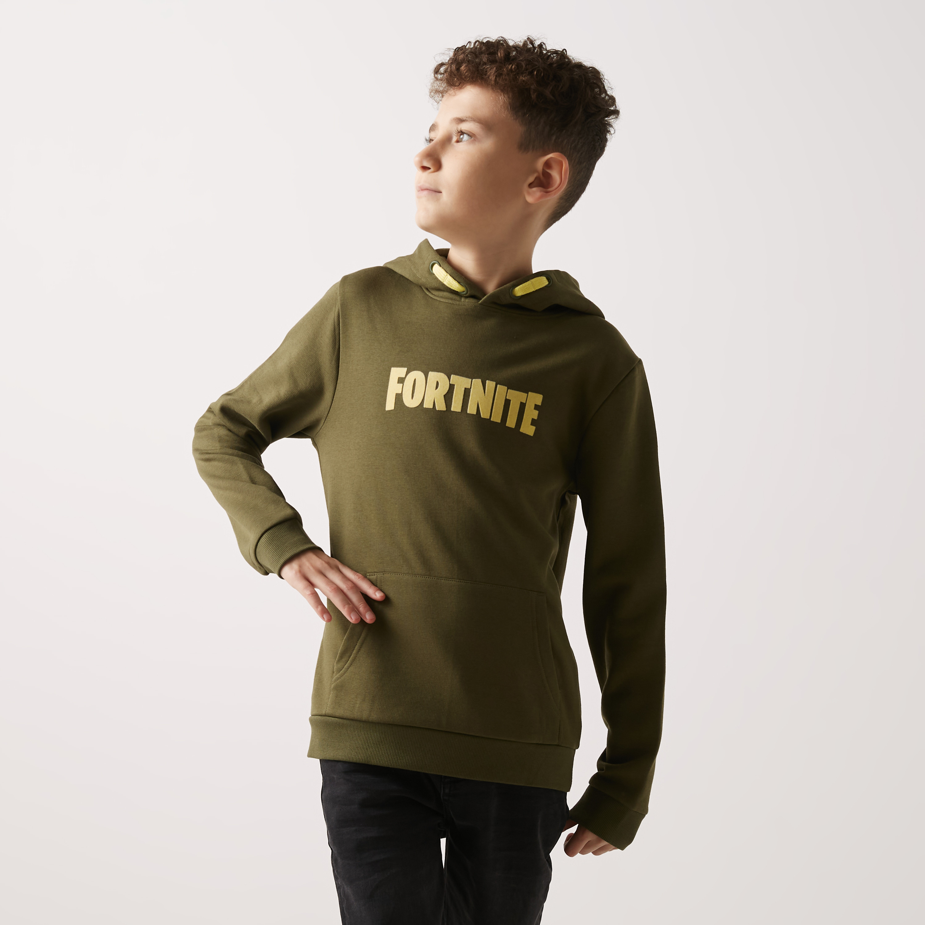 Shop Fortnite Print Sweatshirt with Hood and Long Sleeves Online Max UAE