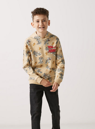 Tom and Jerry Sweatshirt with Hood and Long Sleeves
