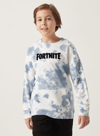 Fortnite Print Crew Neck Sweatshirt with Long Sleeves