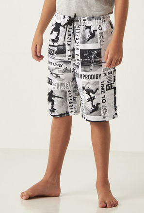 All Over Print Swim Shorts with Drawstring Closure