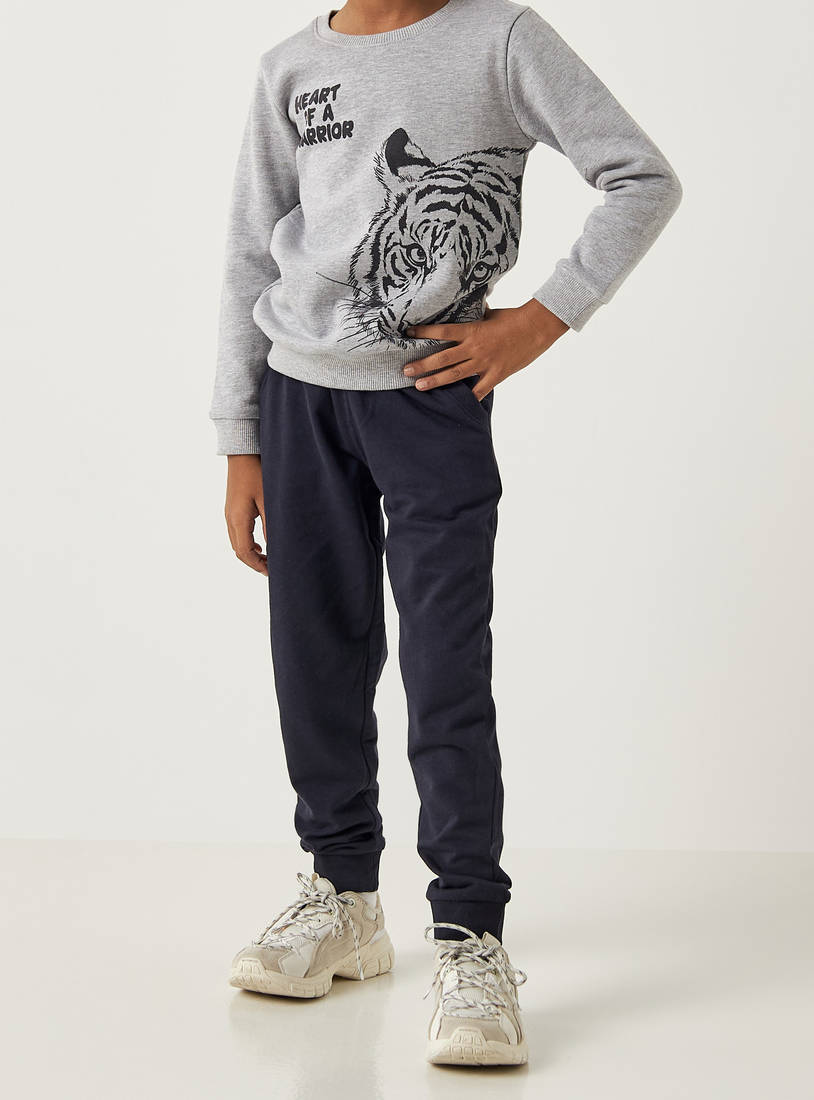 Tiger Print Sweatshirt with Round Neck and Long Sleeves-Hoodies & Sweatshirts-image-0