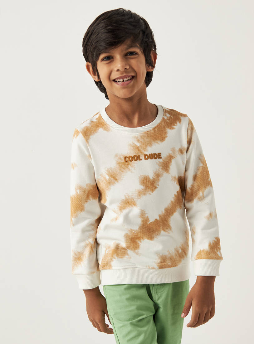 Tie-Dye Print Sweatshirt with Round Neck and Long Sleeves-Hoodies & Sweatshirts-image-0