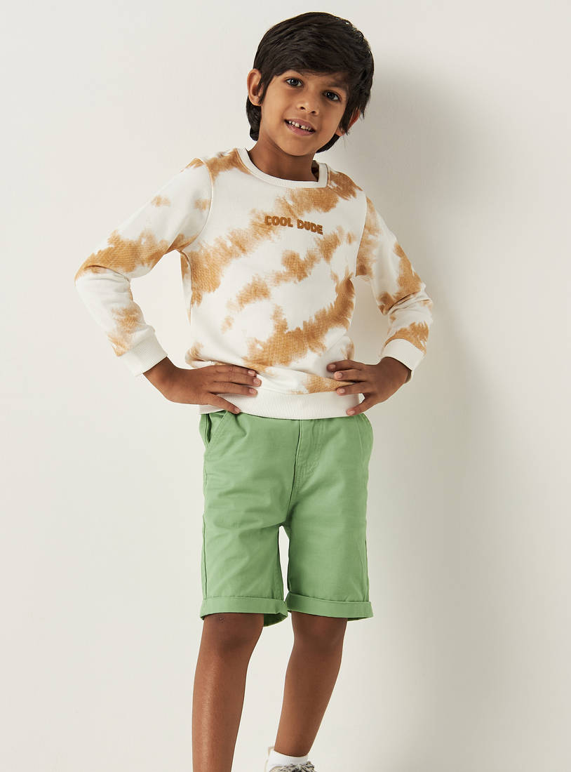 Tie-Dye Print Sweatshirt with Round Neck and Long Sleeves-Hoodies & Sweatshirts-image-1