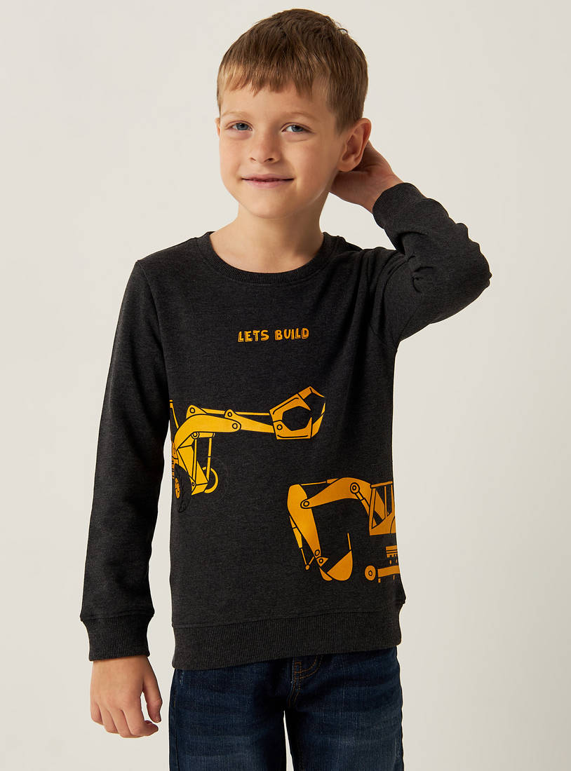 Graphic Print Sweatshirt with Round Neck and Long Sleeves-Hoodies & Sweatshirts-image-0