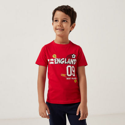 England Print Crew Neck T-shirt with Short Sleeves