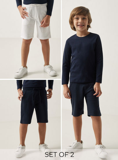Set of 2 - Solid Shorts with Drawstring Closure and Pockets-Shorts-image-0