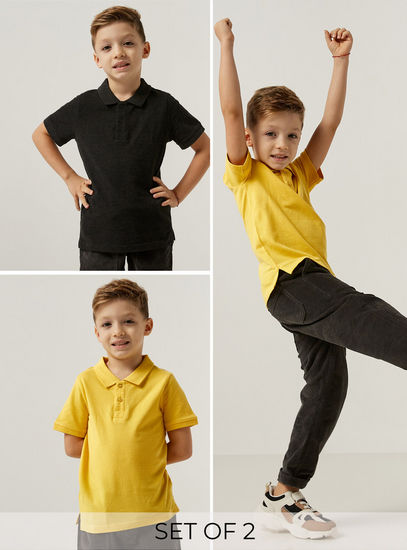 Set of 2 - Solid Polo T-shirt with Short Sleeves