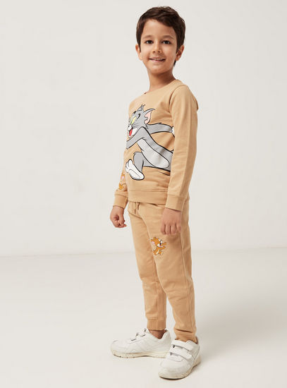 Tom and Jerry Print Long Sleeves Sweatshirt and Joggers Set