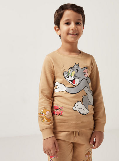 Tom and Jerry Print Long Sleeves Sweatshirt and Joggers Set