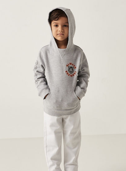 Printed Hooded Sweatshirt with Long Sleeves and Pocket-Hoodies & Sweatshirts-image-0