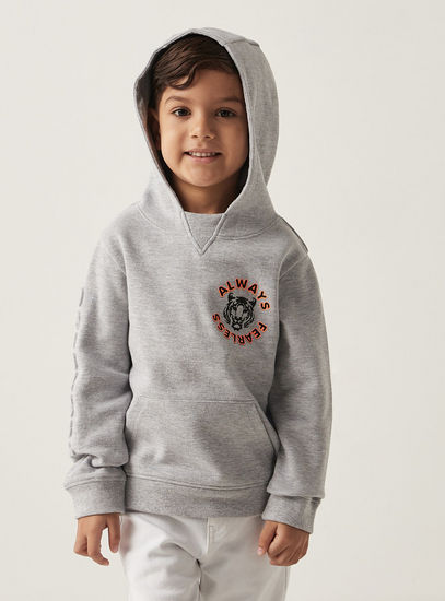 Printed Hooded Sweatshirt with Long Sleeves and Pocket-Hoodies & Sweatshirts-image-1