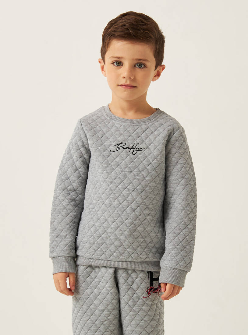 Quilted Sweatshirt with Long Sleeves and Round Neck-Hoodies & Sweatshirts-image-1