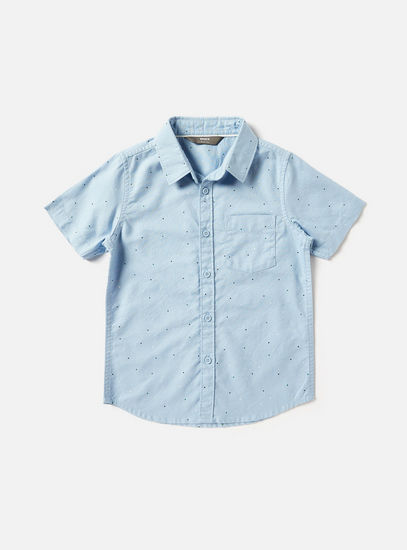 Printed Shirt with Short Sleeves and Pocket-Shirts-image-0
